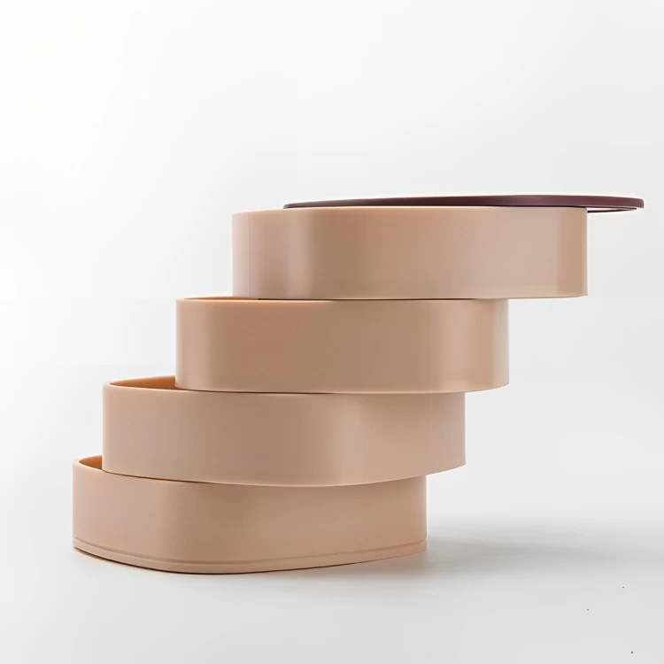 صندوق منظم المجوهرات والاكسسوارات مع مرآة، 4 ادراج - بينك